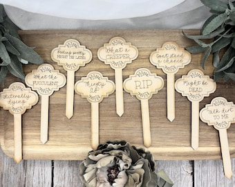 Funny Plant Stakes, Plant Mom, Mothers Day, Sarcastic Garden Signs, Wood Flower Markers, Housewarming, Indoor Plant Decor, Plant Lover Gift
