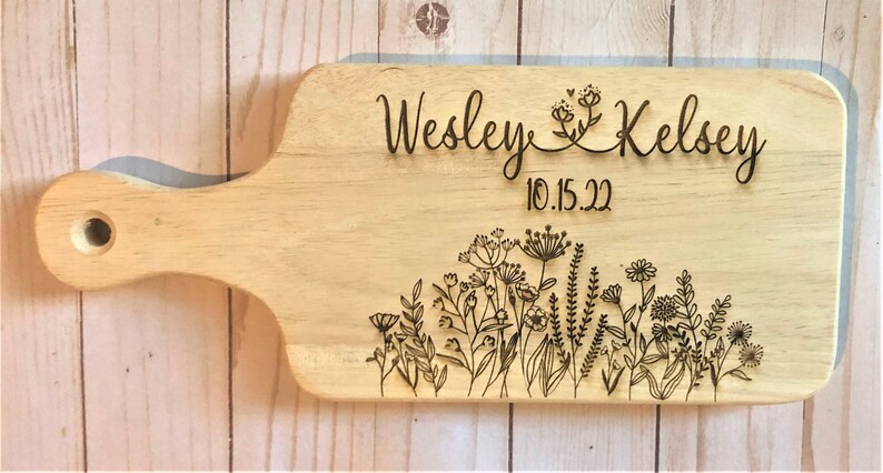 Custom Wedding Gift, Couple Cutting Board, Newlywed Gift, Bridal Shower Gift, Engagement Gift, Gift For Couple, Personalized Cutting Board image 2