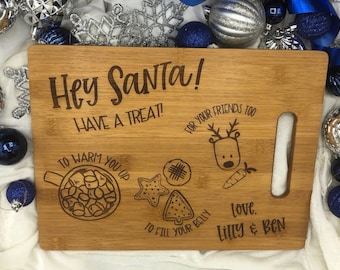 Custom Santa Tray | Cookies for Santa | Custom Cutting Board | Gift for Santa | Engraved Cutting Board | charcuterie board personalized