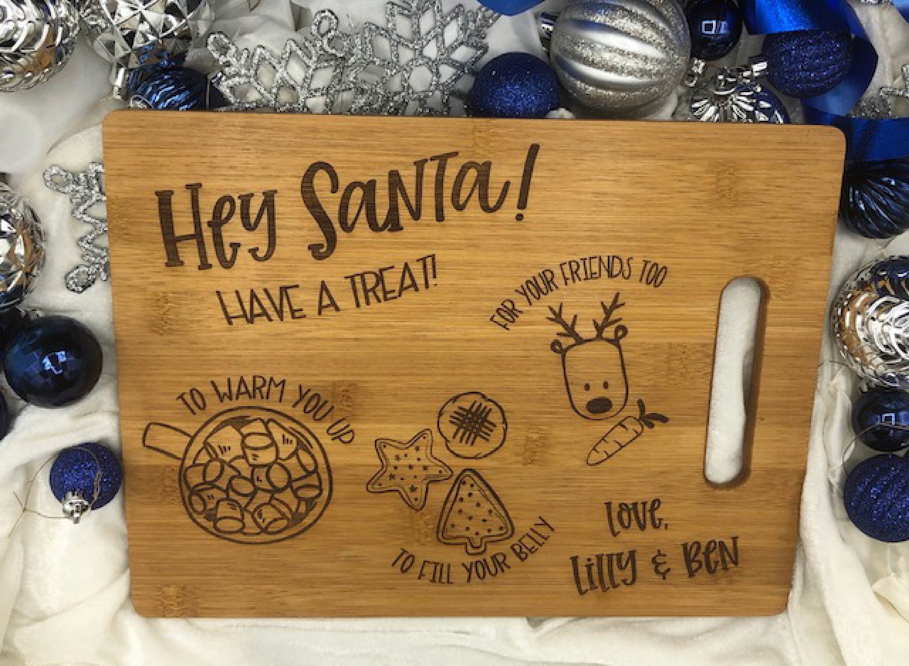 Plateau Santa Personnalisé | Cookies Pour de Planche à Découper sur Mesure Cadeau Planche Gravée Cha