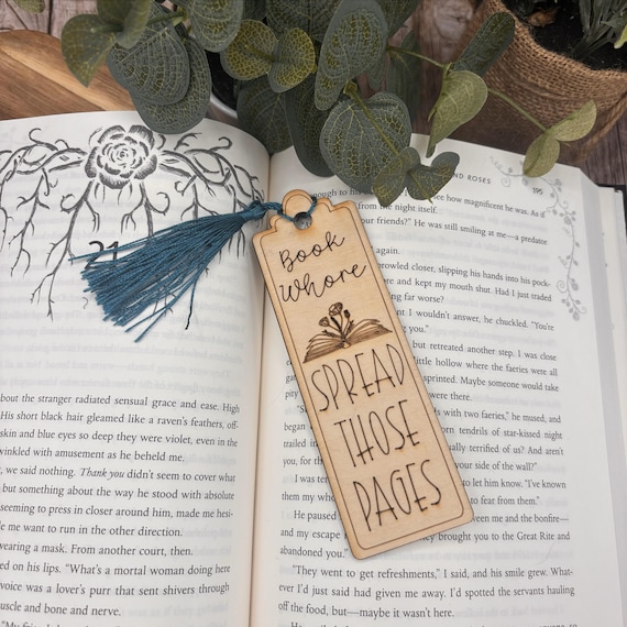 Personalized Wooden Bookmark, Book Whore Gift, Custom Quote