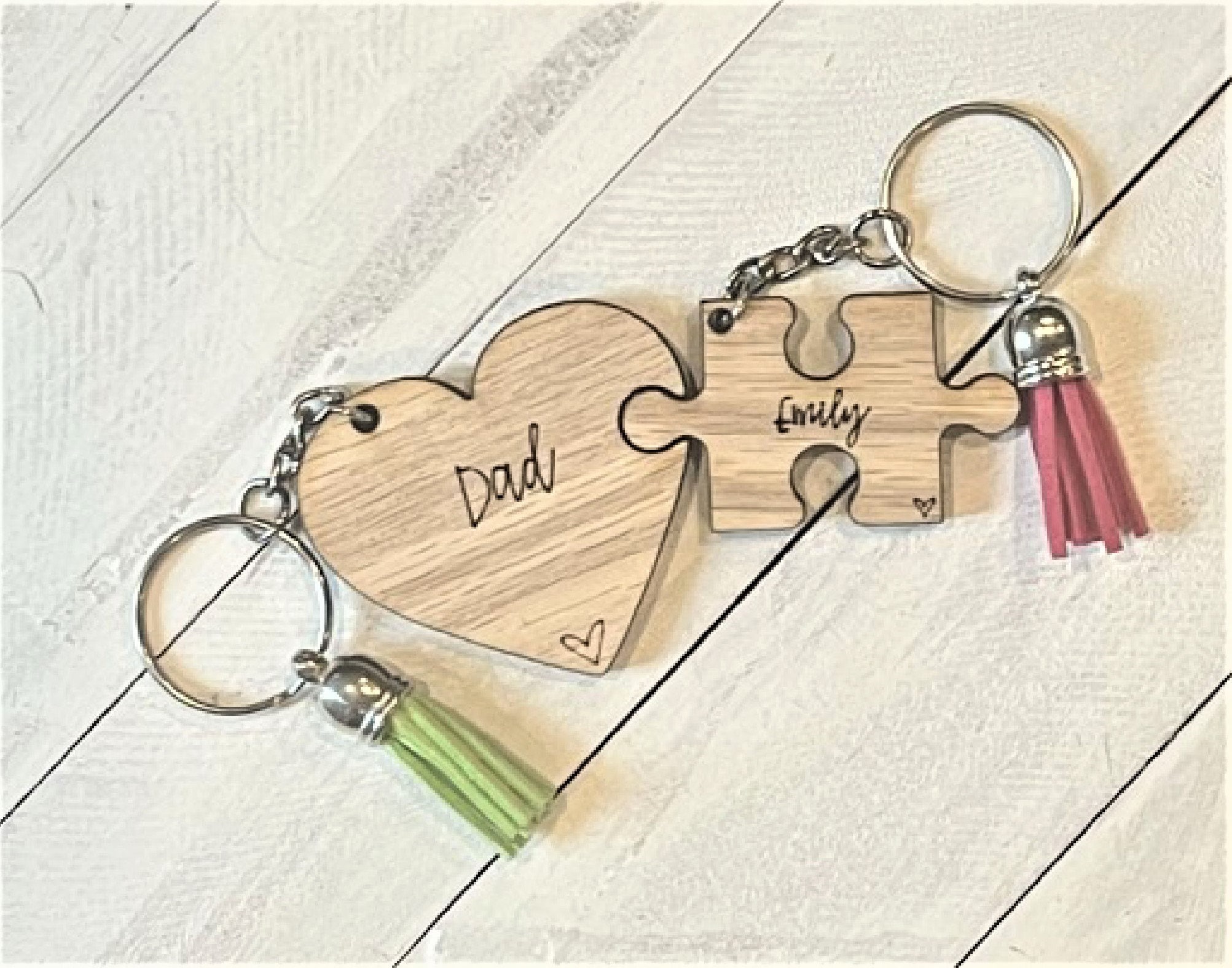Personalized Wooden Heart Puzzle Piece Keychain, Sentimental Mom Gift ...