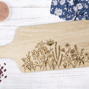 Wildflower Engraved Cutting Board | Cottagecore Decor | Charcuterie board | Kitchen Cutting Board | Floral Cutting Board | Farmhouse Kitchen