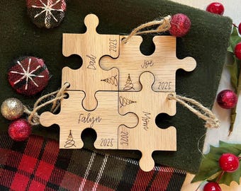 Personalized Puzzle Christmas Ornament, Custom ornaments with names, Group, Family, and Friends, Christmas Gift, 2026 Stocking Tag, Keepsake