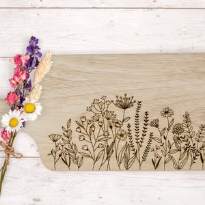 Wildflower Engraved Cutting Board | Cottagecore Decor | Charcuterie board | Kitchen Cutting Board | Floral Cutting Board | Farmhouse Kitchen