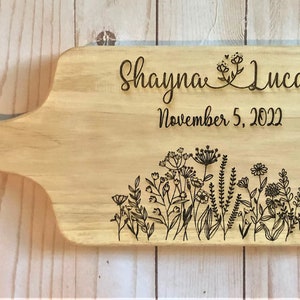 Custom Wedding Gift, Couple Cutting Board, Newlywed Gift, Bridal Shower Gift, Engagement Gift, Gift For Couple, Personalized Cutting Board image 3