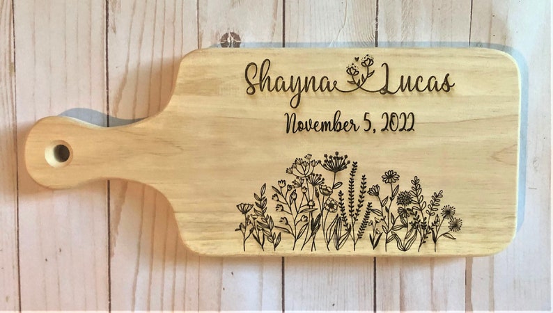 Custom Wedding Gift, Couple Cutting Board, Newlywed Gift, Bridal Shower Gift, Engagement Gift, Gift For Couple, Personalized Cutting Board image 3