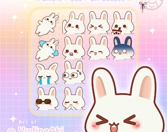 White Rabbit Set (12 Emote) - Twitch / YouTube / Sub / Bits Badges / Vtuber / Live Stream