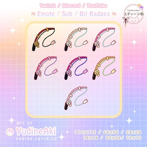May include: A set of 7 digital badges featuring a cartoon fishing rod with a rainbow colored line. The badges are available in 7 different sizes: 112x112, 56x56, 28x28, 18x18, 36x36, and 72x72 pixels.