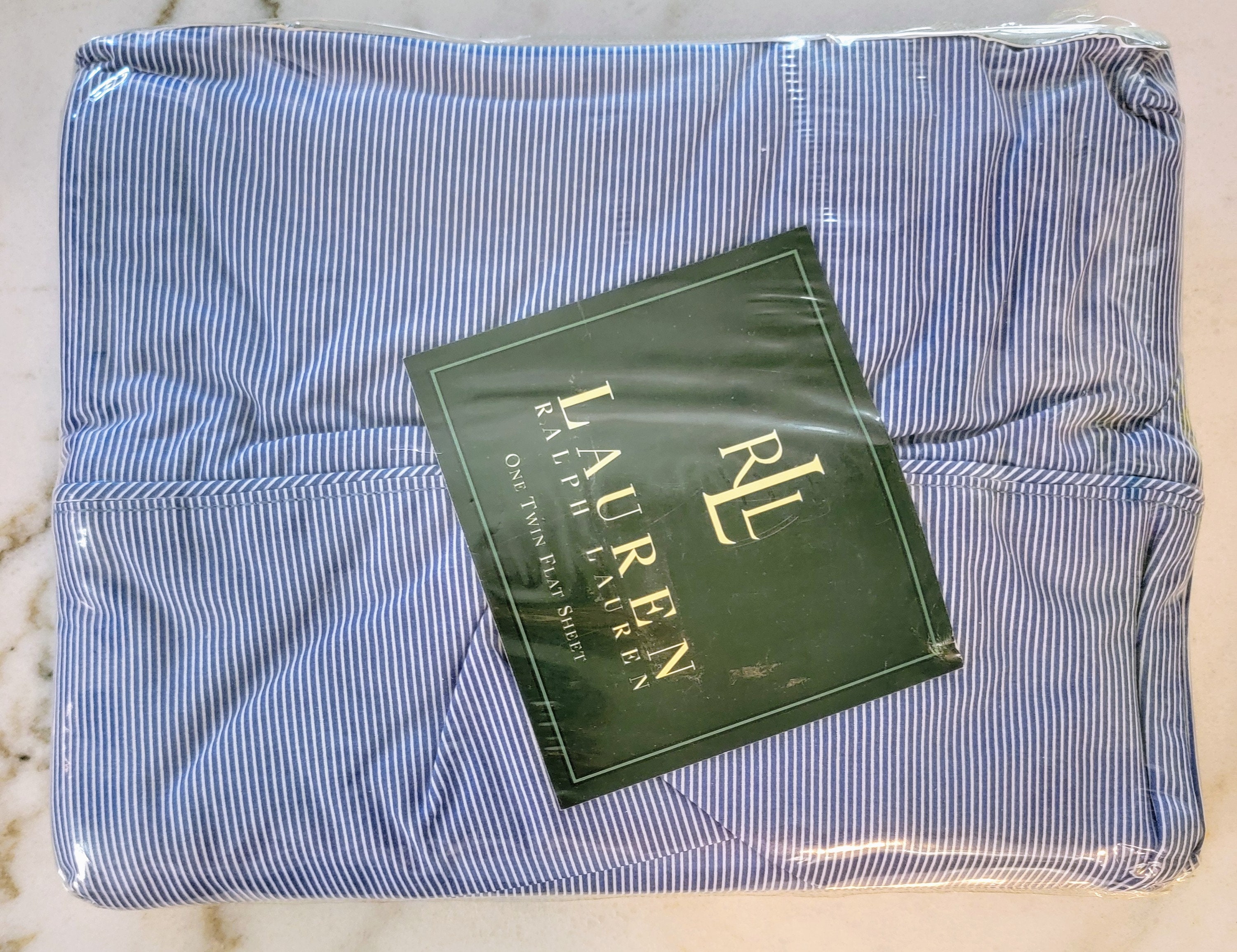 NOS Vintage Lauren Ralph Lauren cape May Blue White Stripe Flat Sheet Twin Size NEVER USED 852 Etsy