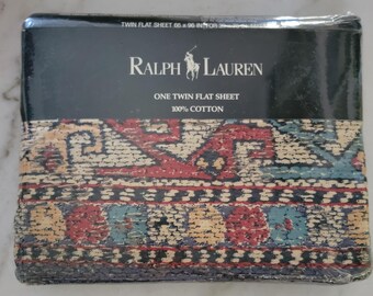 NOS Vintage Polo Ralph Lauren "Zuma Point" Flat Sheet - Twin Size [#1499]