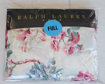 NOS - Vintage Ralph Lauren "Lorraine" Fitted Sheet w/Country Cottage Floral Pattern - Full Size [#1542]