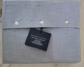 NEW Ralph Lauren "Workshirt Chambray" Flat Sheet -  MSRP US 215 - Queen Size [#1491]