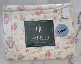 NOS - Vintage Ralph Lauren "Shelter Island Yellow" Twin Size Flat Sheet. [#1510]