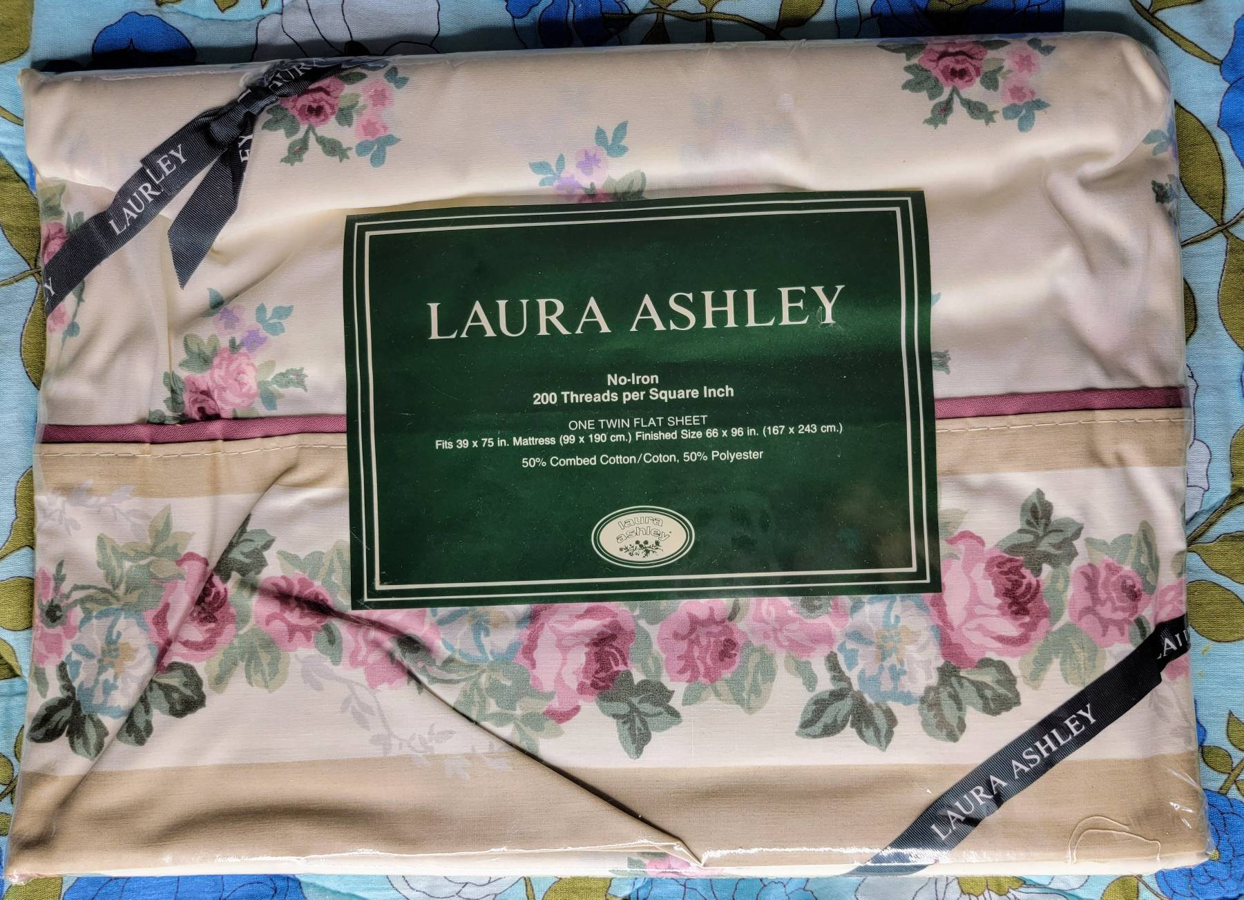 NOS Vintage Laura Ashley Flat Sheet Florette Pattern Twin -  Singapore