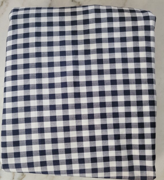 NEW Pottery Barn Fitted Sheet W navy Blue and White Country Cottage Gingham Design Queen Size 665 Etsy UK