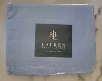 NOS - Vintage Lauren Ralph Lauren Periwinkle Blue Flat Sheet - Twin Size [#1566]