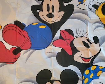 NOS Vintage Wamsutta Mickey and Minney Mouse Flat Sheet - Twin Size [#886]