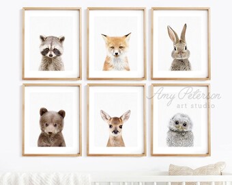 Woodland Nursery Woodland Animals Printable Watercolor Art Stag Tree Forest Deer Rustic Adventure Nursery Print Set of 3 Woodland Decor