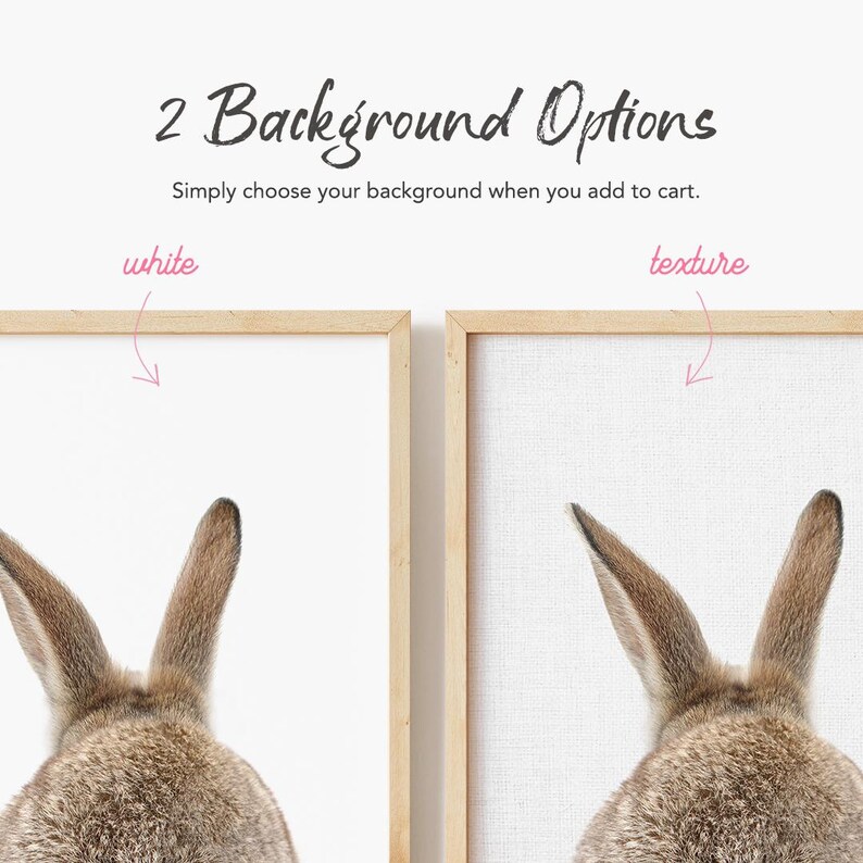 Bunny Art Prints Set: Front & Back, Woodland Nursery Decor, Nursery Art Print Set of 2, Unframed image 3