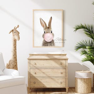 Bunny Art Prints Set: Front & Back, Woodland Nursery Decor, Nursery Art Print Set of 2, Unframed image 4