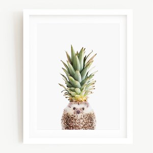 Hedgehog Pineapple Art Print, Pineapple Hedgehog, Funny Animal Art, Unframed Animal Art Print by Amy Peterson