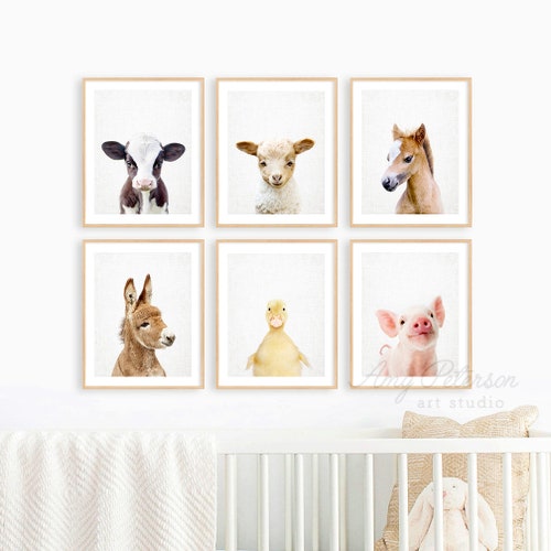Set of 6 Baby Farm Animals for Nursery Wall Art Nursery Farm Etsy