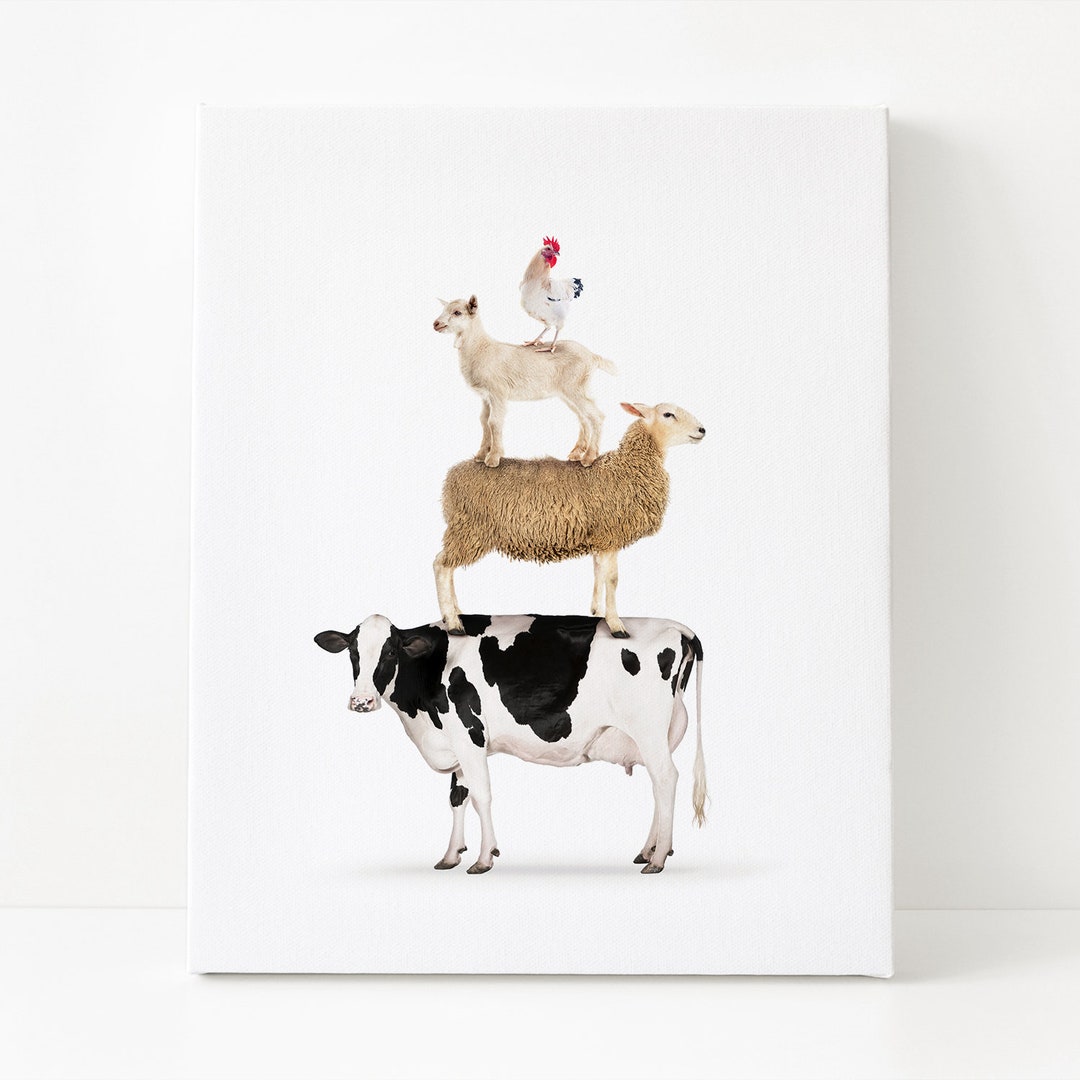 Stacked Farm Animals, Rustic Farm Animal Art Print, Farm Decor ...