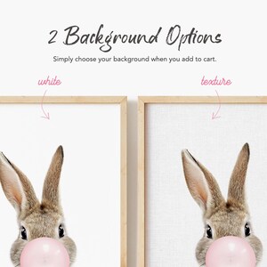 Bunny Art Prints Set: Front & Back, Woodland Nursery Decor, Nursery Art Print Set of 2, Unframed image 2