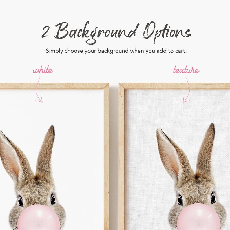 Bunny Art Prints Set: Front & Back, Woodland Nursery Decor, Nursery Art Print Set of 2, Unframed image 2