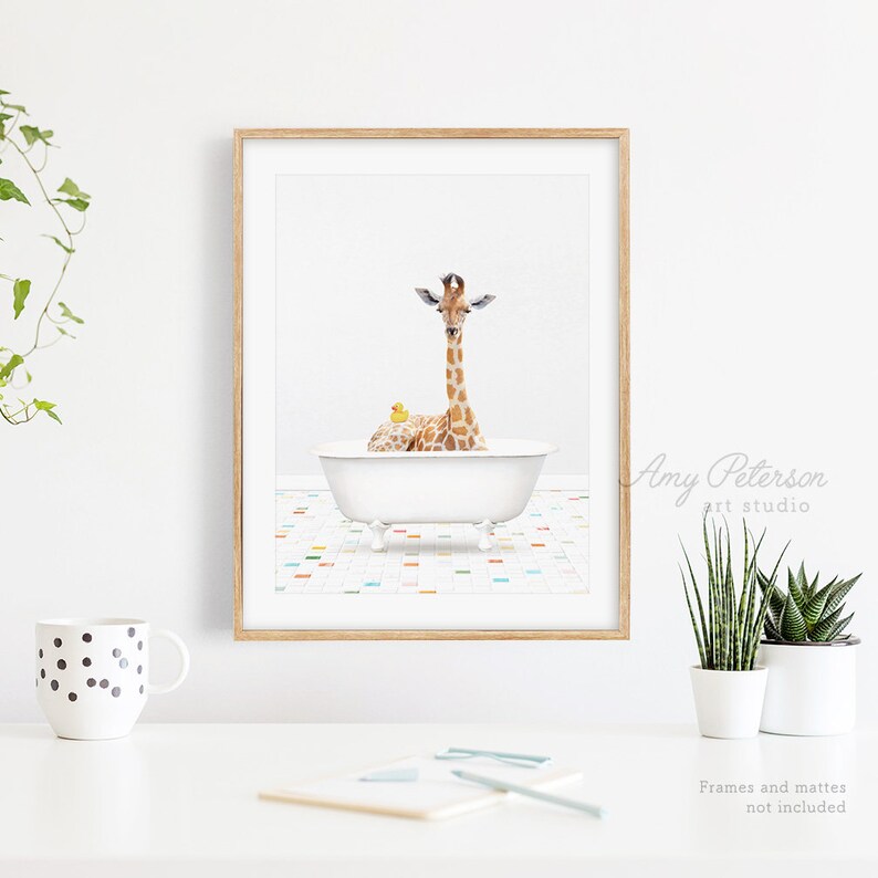 Giraffe with RUBBER DUCKY Vintage Bathtub Bathroom Decor ...