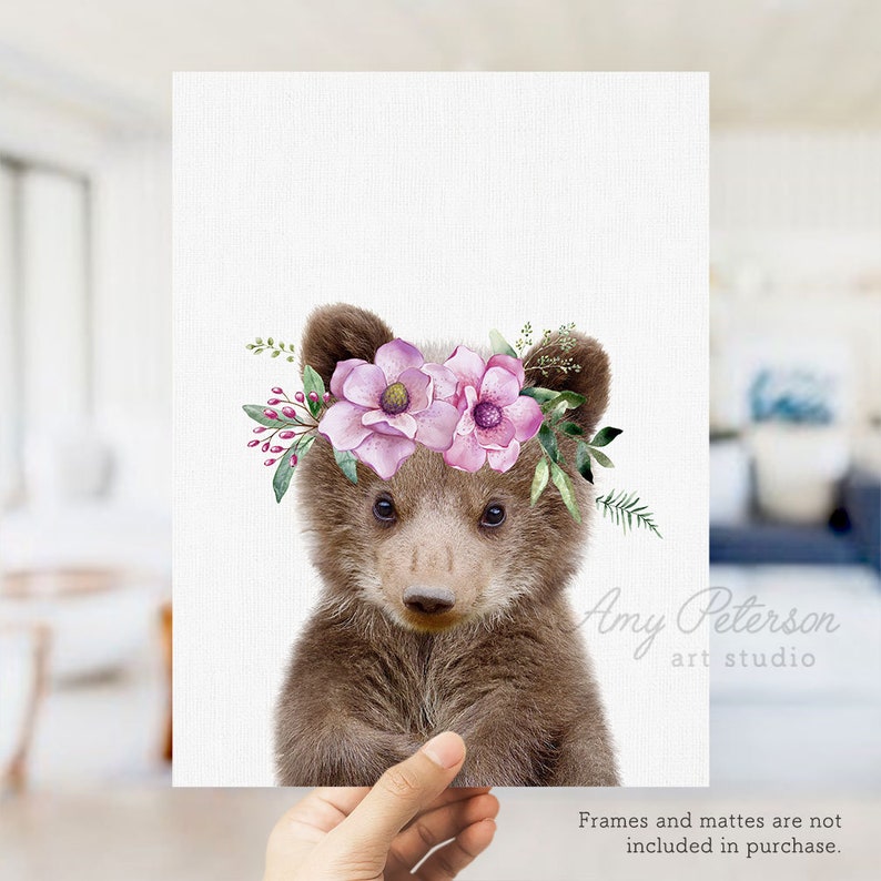 Woodland Baby Animals With Flower Crowns Floral Crown Nursery Etsy