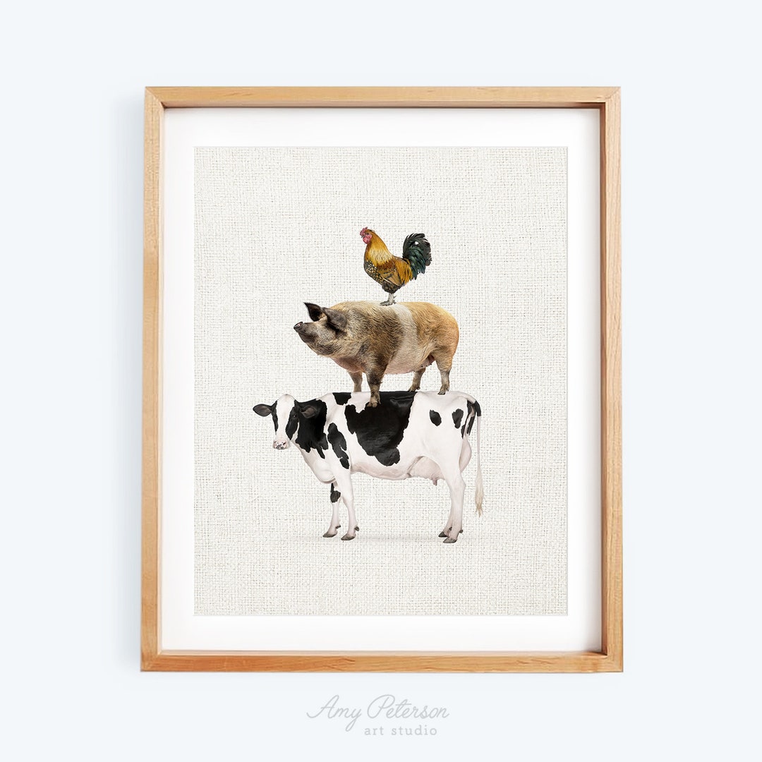 Stacked Farm Animals Farmhouse Decor Farm Animal Art Rustic - Etsy