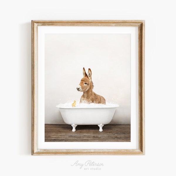 Donkey in Bathtub Art Etsy