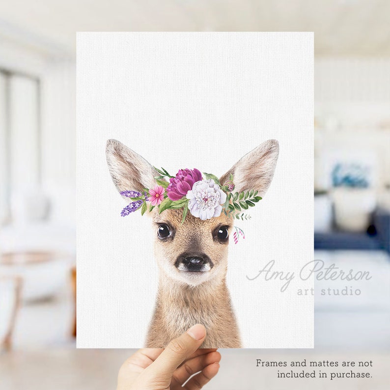 Woodland Baby Animals with Flower Crowns Floral Crown Nursery Etsy