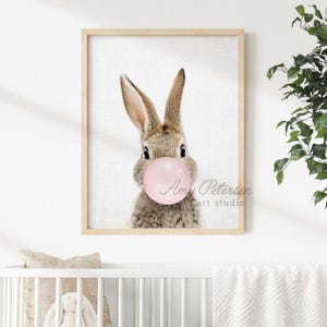 Bunny Art Prints Set: Front & Back, Woodland Nursery Decor, Nursery Art Print Set of 2, Unframed image 5