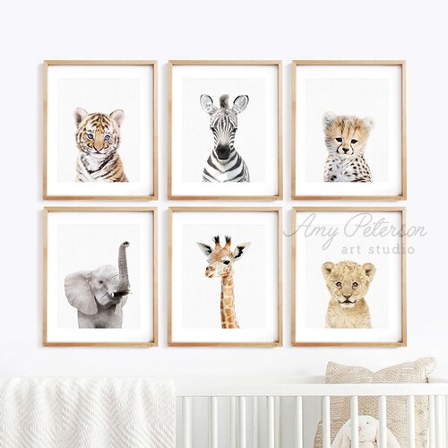Safari Nursery Prints Set of 6 Jungle Animal Prints Baby - Etsy