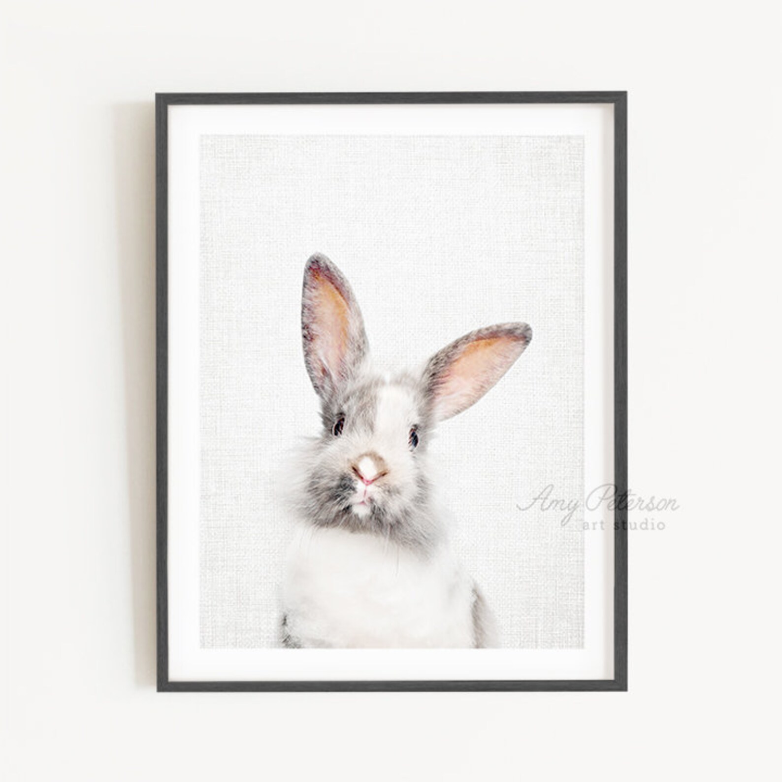 Gray Bunny Print as Seen in Homegoods Baby Animal Print for Etsy