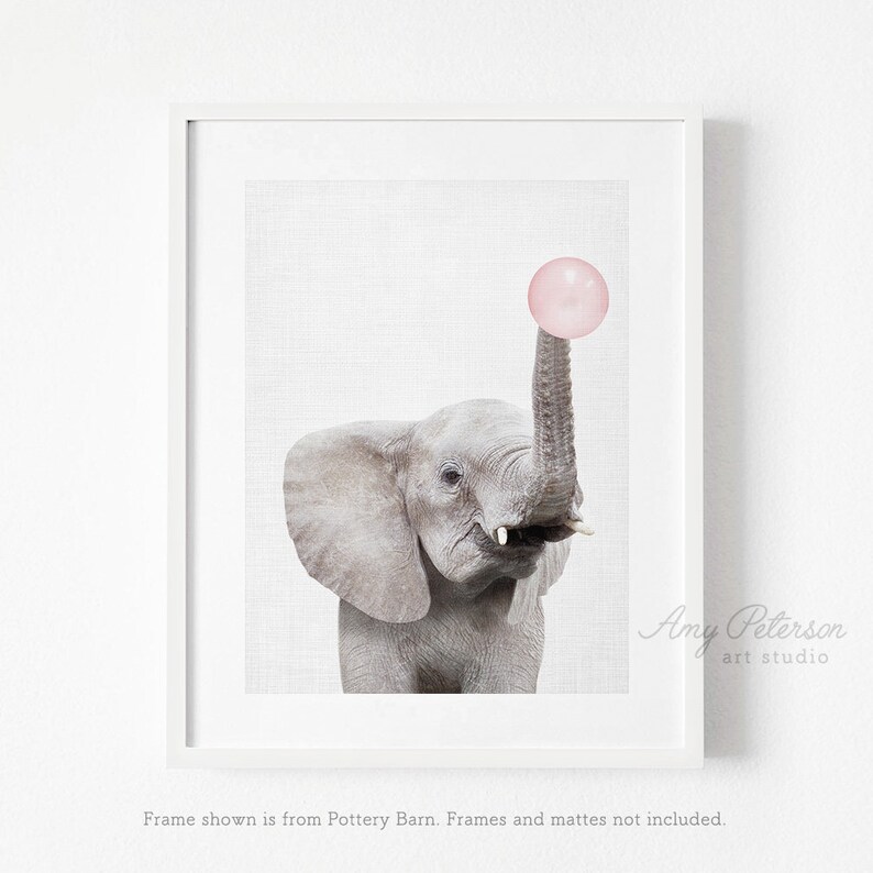 Baby Elephant Bubble Gum SHIPPED Photo Print Elephant Print Etsy