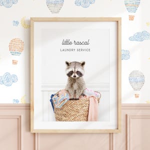 Raccoon Laundry Service Art Print: &quot;Little Rascal&quot; Animal Wall Decor