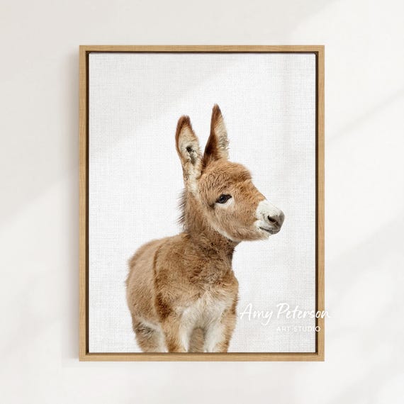 Donkey Art Print: Baby Animal Nursery Decor (Framed or Unframed)