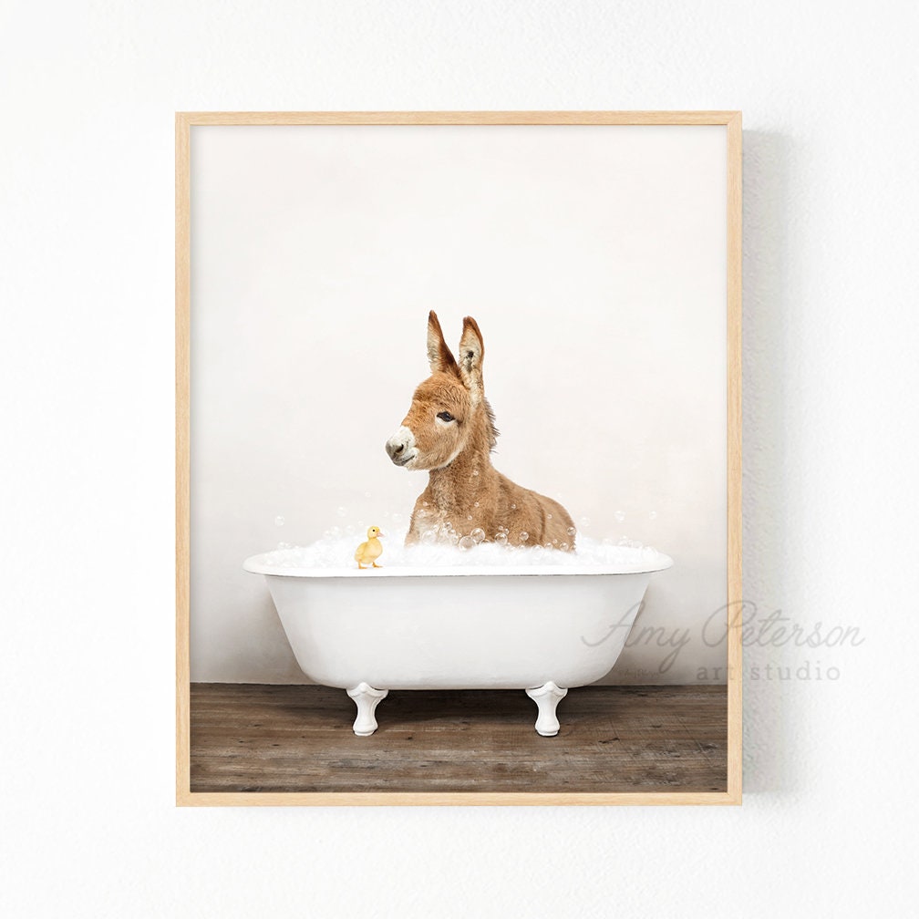 Baby Donkey in a Vintage Bathtub Rustic Bath Style Donkey Etsy