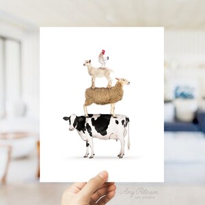 Stacked Farm Animals, Rustic Farm Animal Art Print, Farm Decor ...