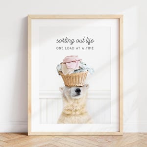 Polar Bear Laundry Art Print: Funny Animal Wall Decor