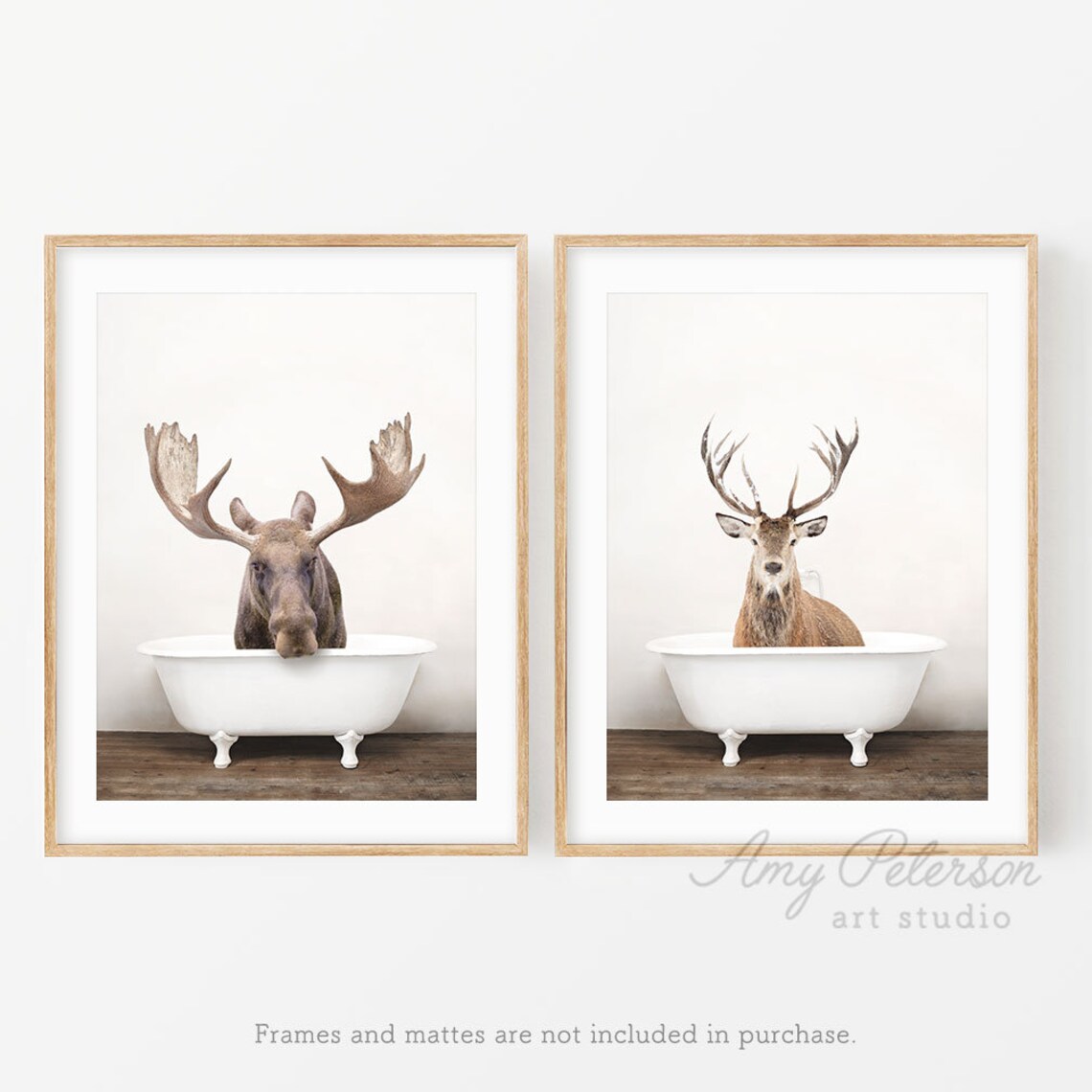 Moose and Male Deer Bathtub Animal Print Set of 2 Bathroom Etsy