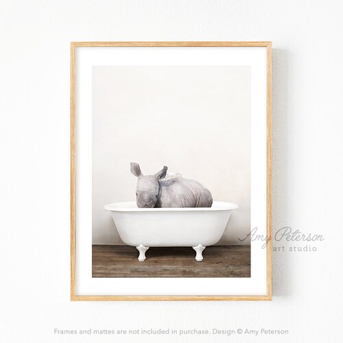 Animal Bathroom Art Print 8x10 Bath Deer in Bathtub Etsy