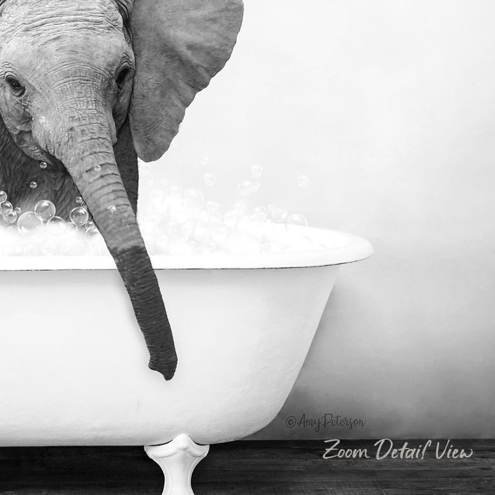 Baby Elephant No4 in Bathtub Art Print: Rustic Bathroom Decor by Amy ...