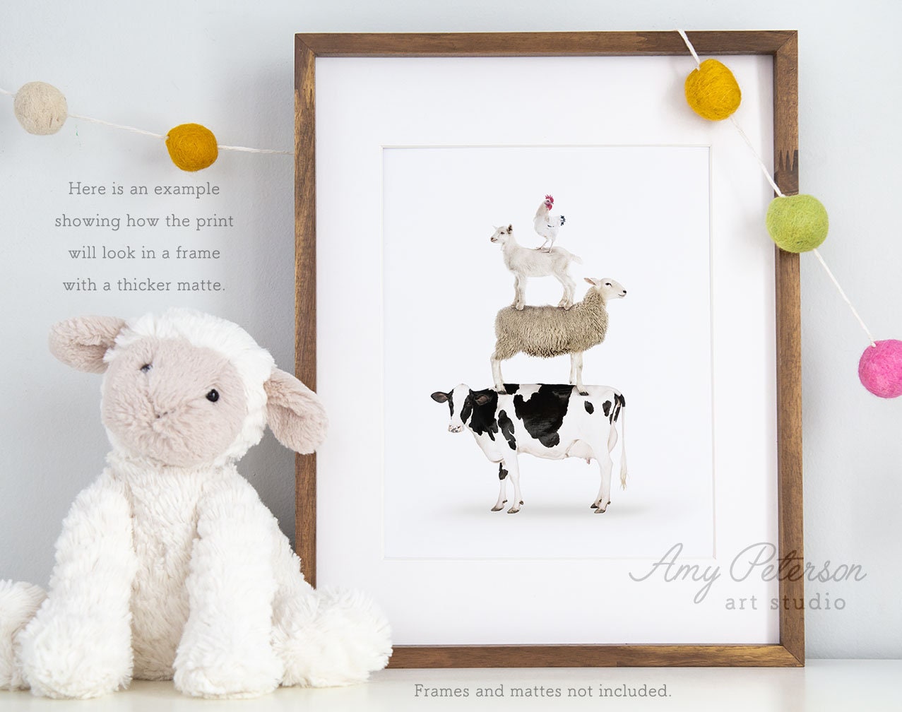Stacked Farm Animals Rustic Farm Animal Art Print Farm | Etsy