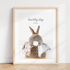 Bunny Laundry Day Art Print: Funny Animal Wall Decor