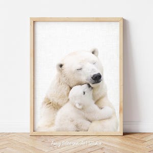 Mother and Baby Polar Bear Photo Print: Arctic Animal Art